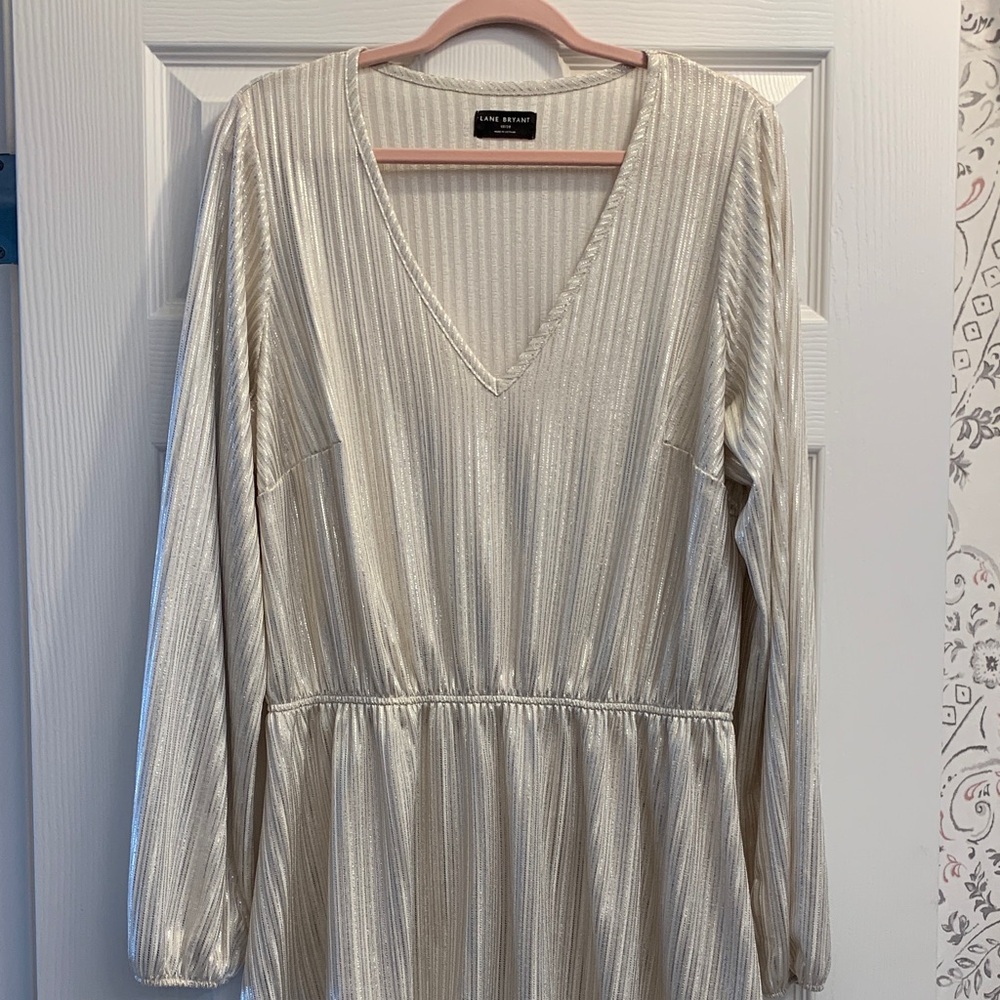 Lane Bryant Shimmering Cream Long Sleeve Blouse GREAT HOLIDAY piece!!